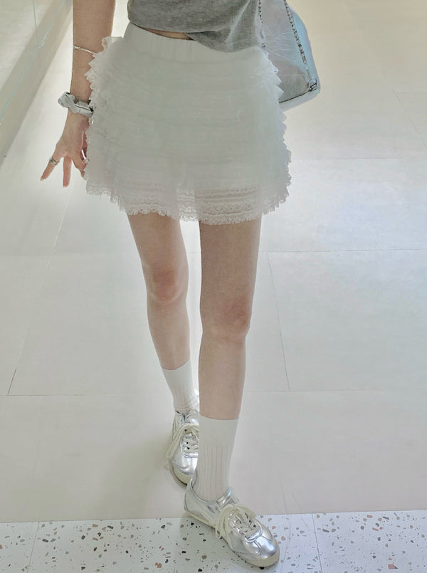 Lace Layered Mini Skirt