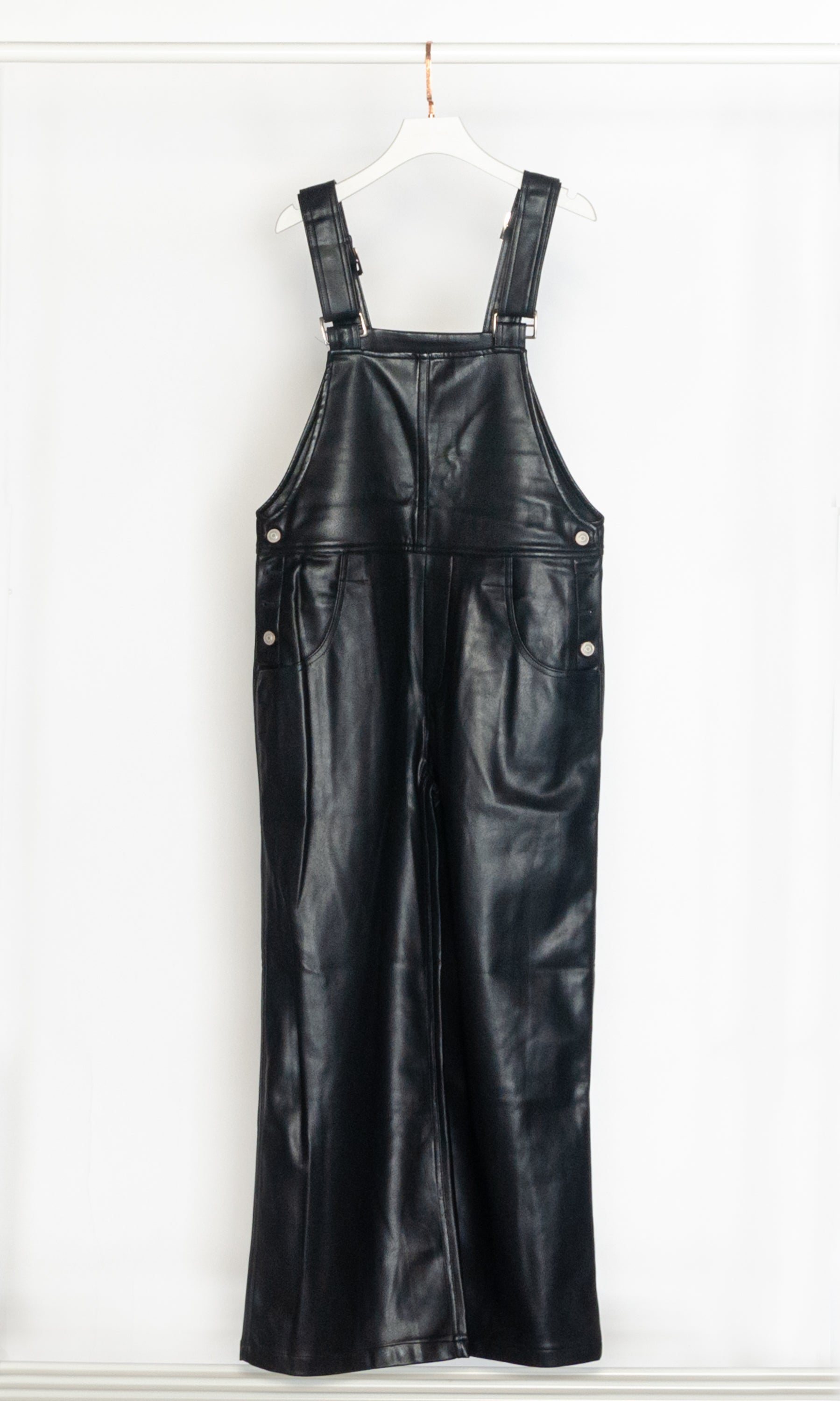 Black leather clearance overalls dress