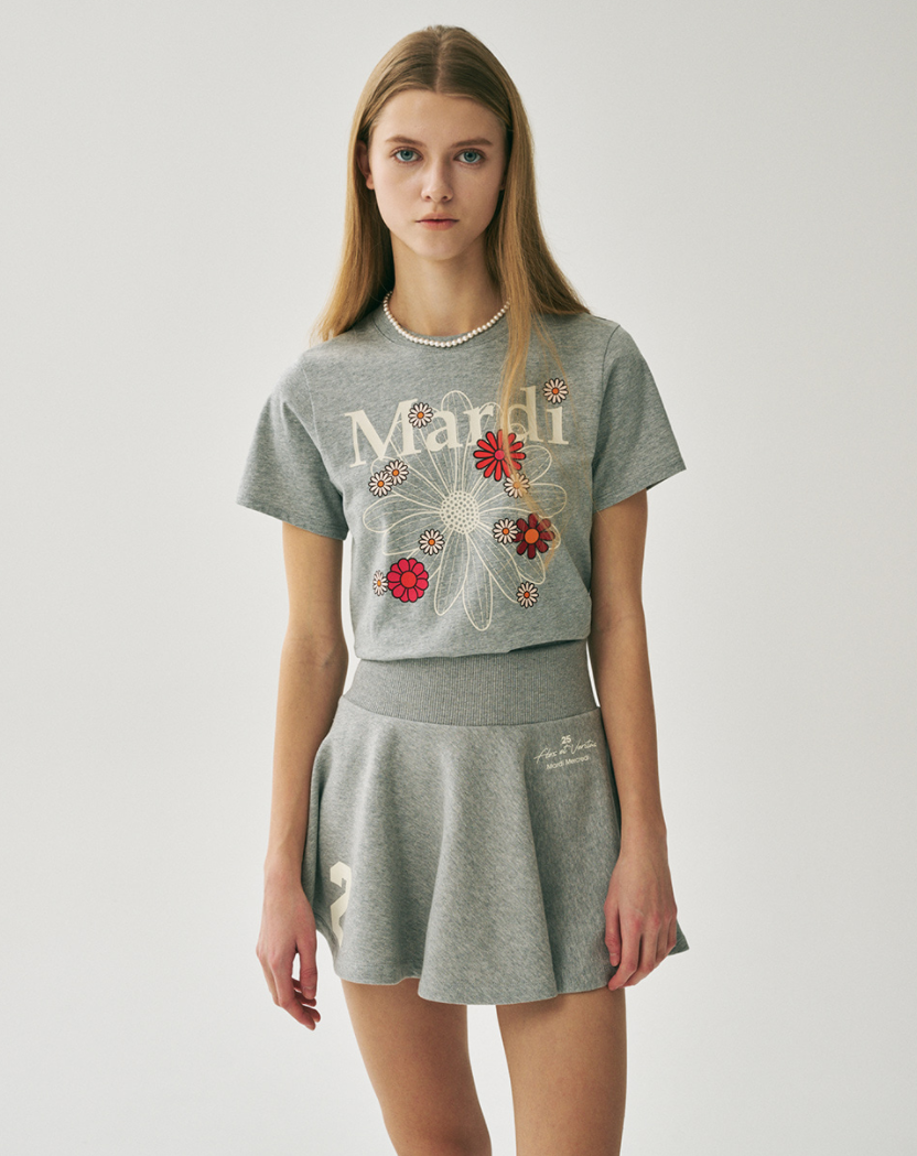 ●Mardi Mercredi●UNISEX TSHIRT FLOWERMARDI_GREY IVORY Slim Tshirt Flowermardi in Grey Ivory by Mardi Mercredi