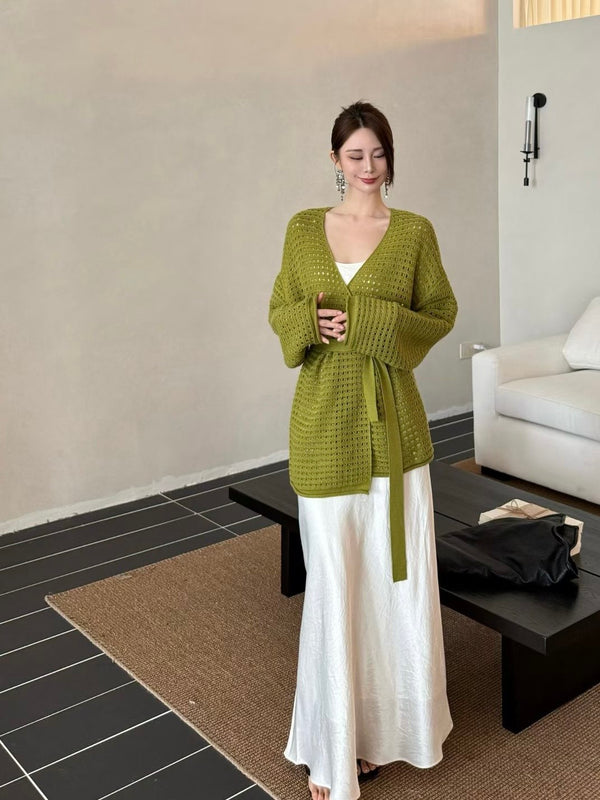 Mesh Knit Open Cardigan