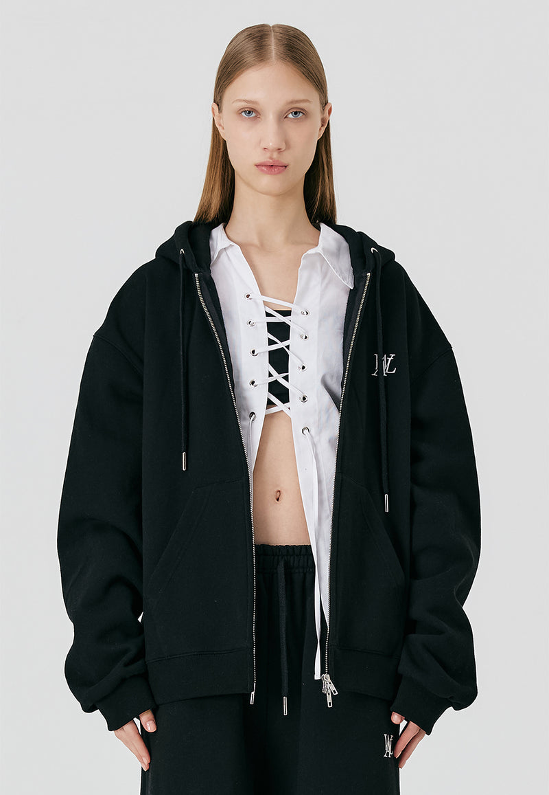 Signature Hood Zip-up Black