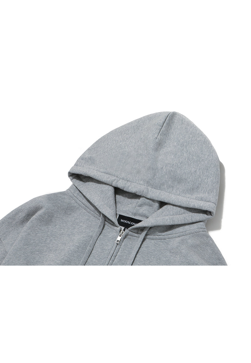 Signature Crop Hood Zip-up Grey