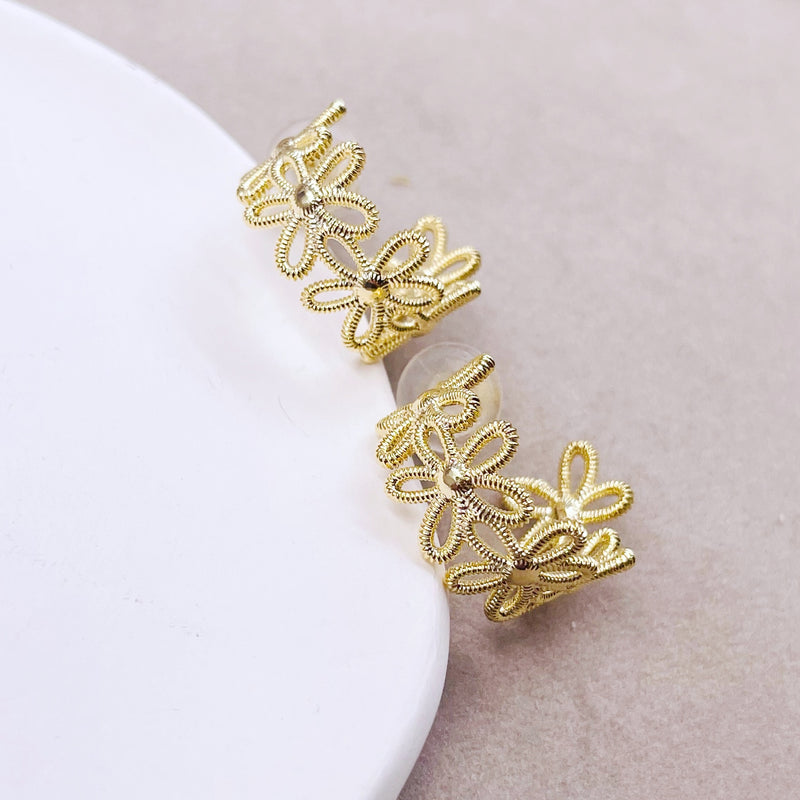 Flower Hoop Earrings