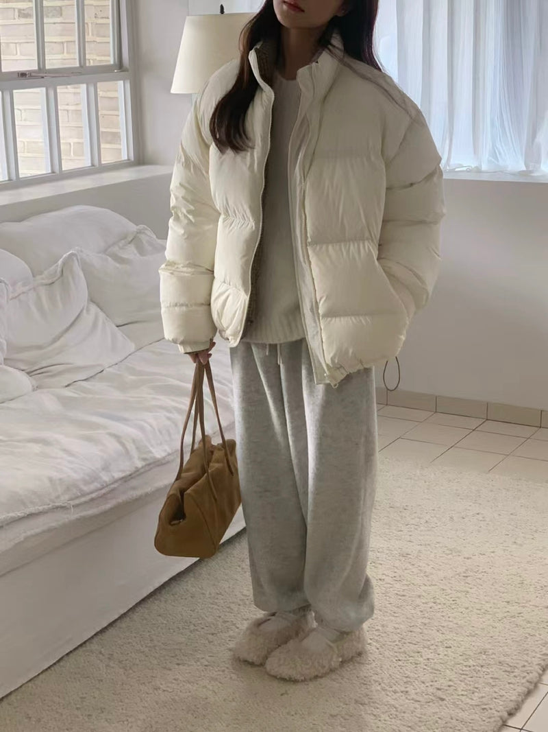 Reversible Checker Down Jacket with Drawstring