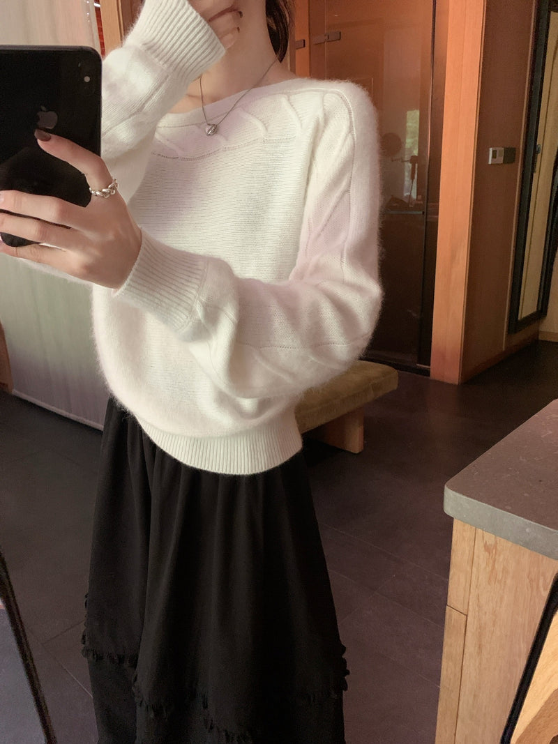 Cable Knit Boat Neck Sweater