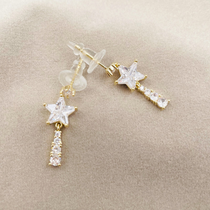 Big Star with Rhinestone Drops Earrings