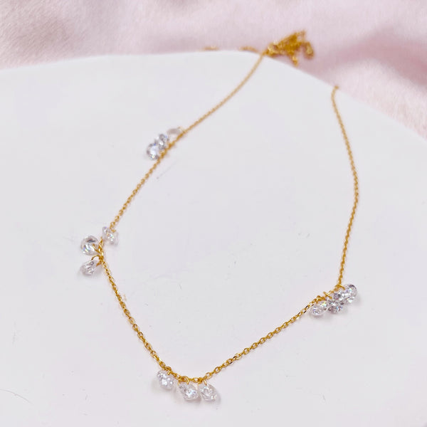 Mini Round Rhinestone Drops Necklace