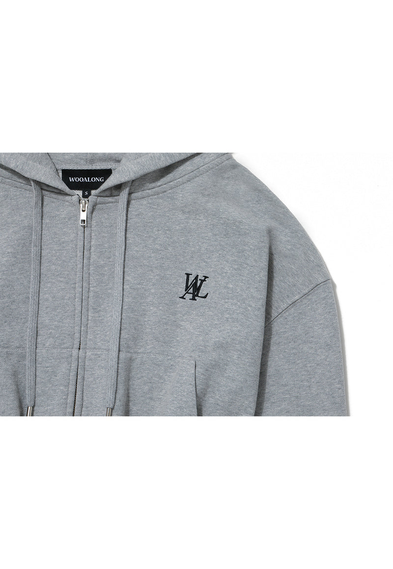 Signature Crop Hood Zip-up Grey