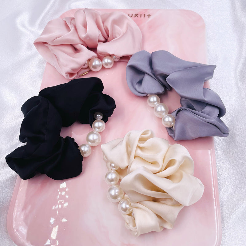 Pearl Chain Satin Scrunchie