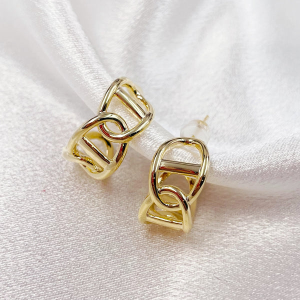 Linked Chain Open Hoop Earrings