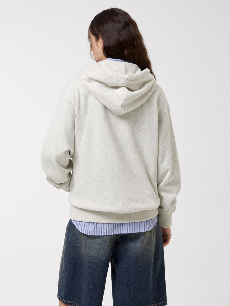 Signature Patch Hood Zip-up Hoodie Oatmeal Melange