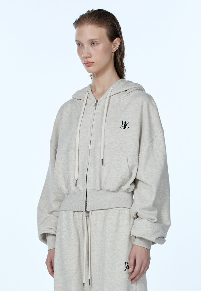 Signature Crop Hood Zip-up Oatmeal