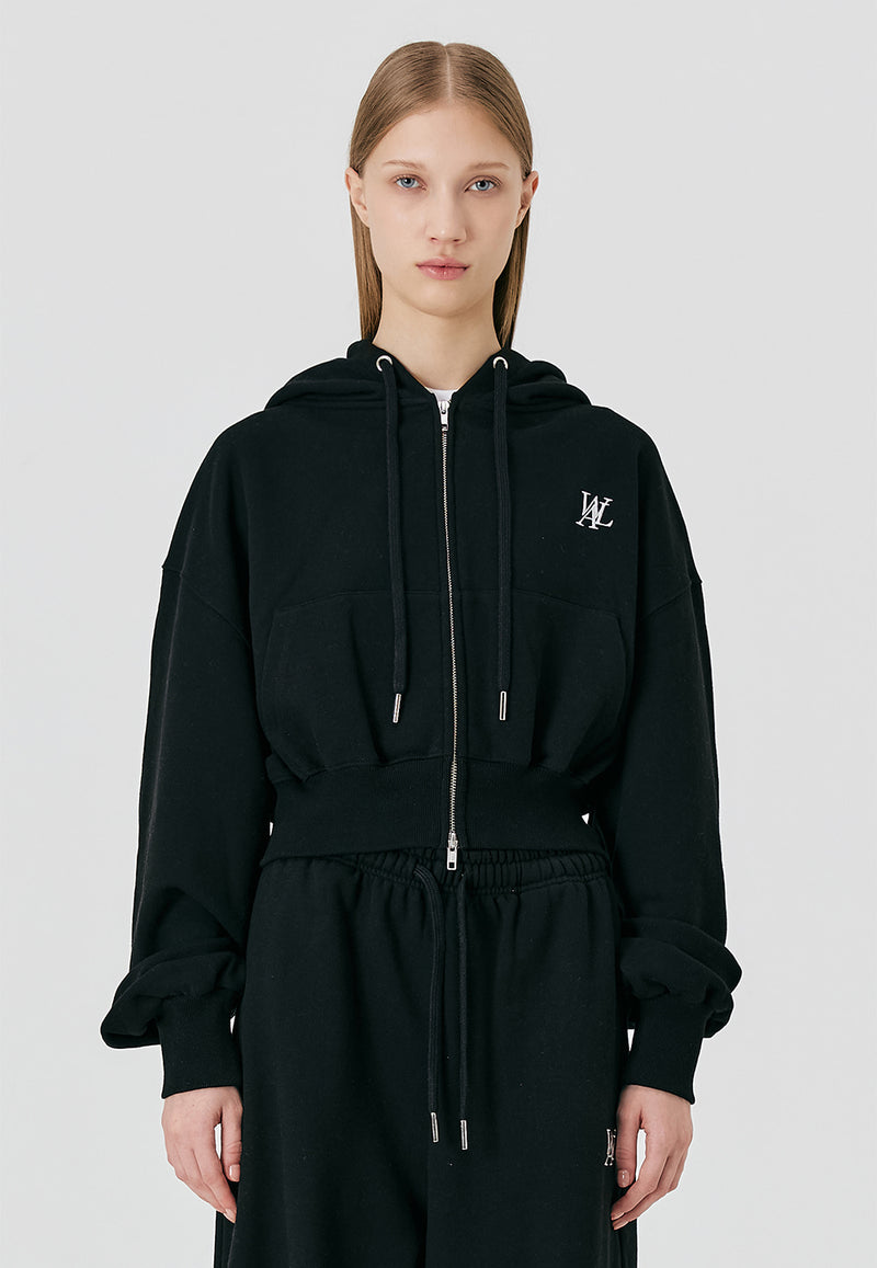 Signature Crop Hood Zip-up Black