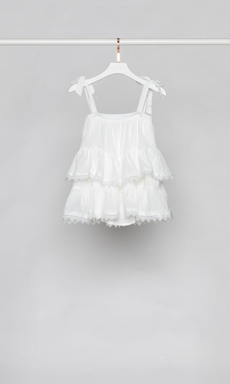 Lace Trim Ruffle Flare Cami Tank
