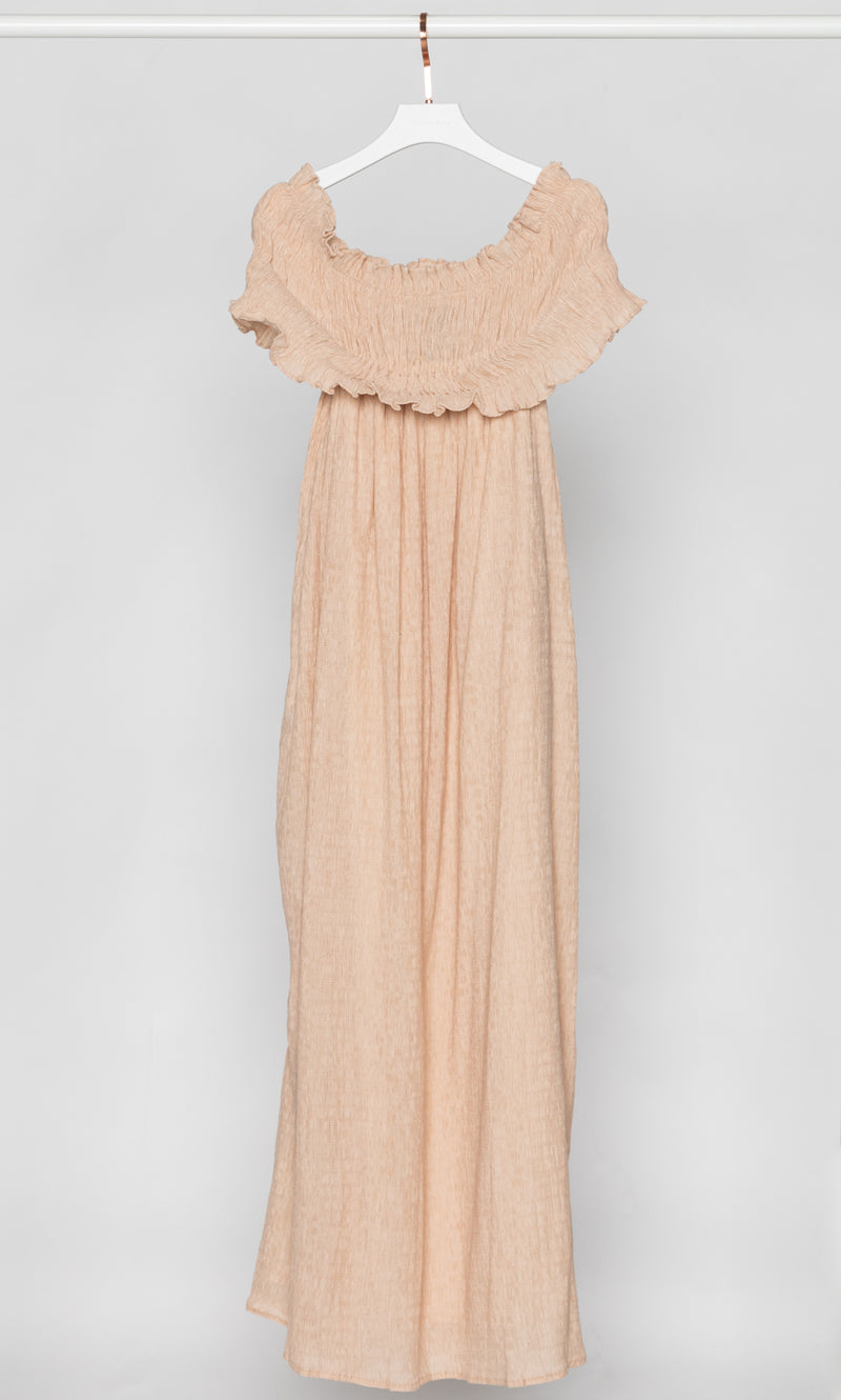 Ruffle Small Pleated Maxi Dress