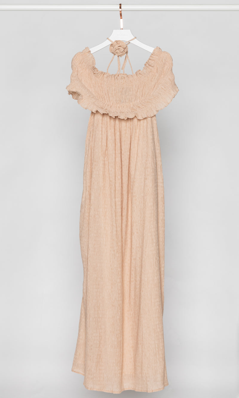 Ruffle Small Pleated Maxi Dress