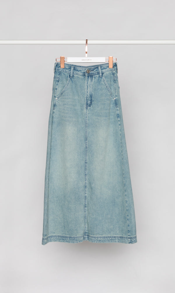 Basic Denim Maxi Skirt
