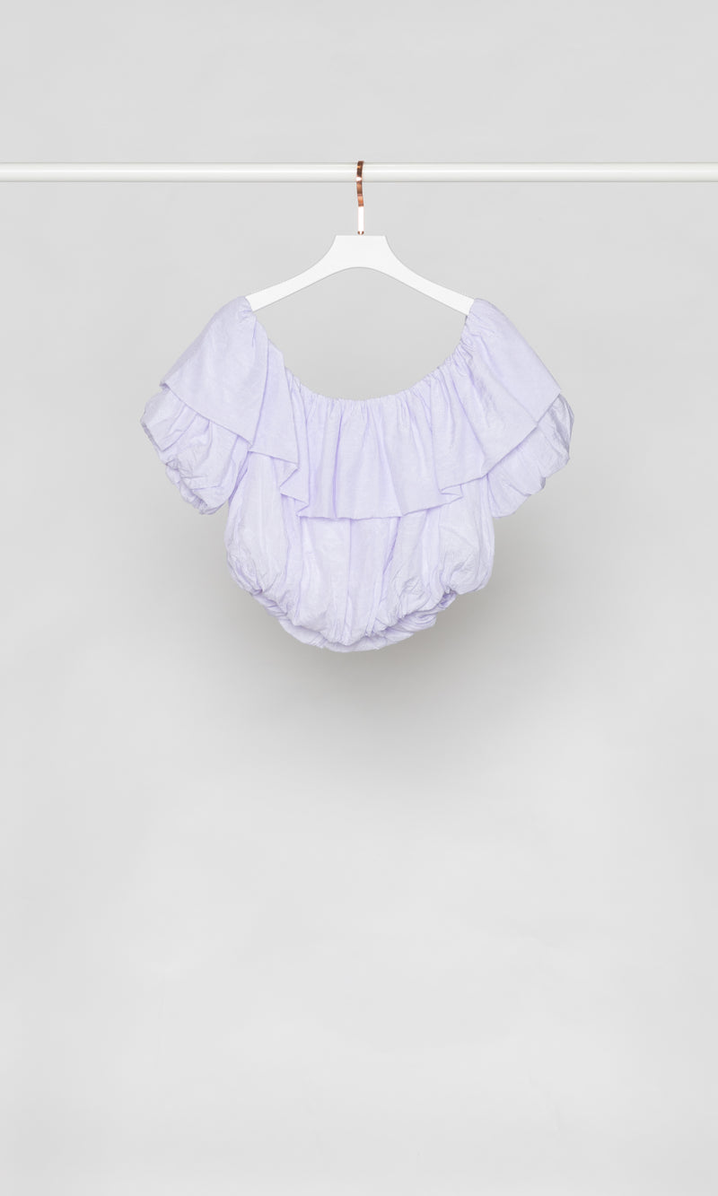 Stripe Puffy Off Shoulder Crop Top
