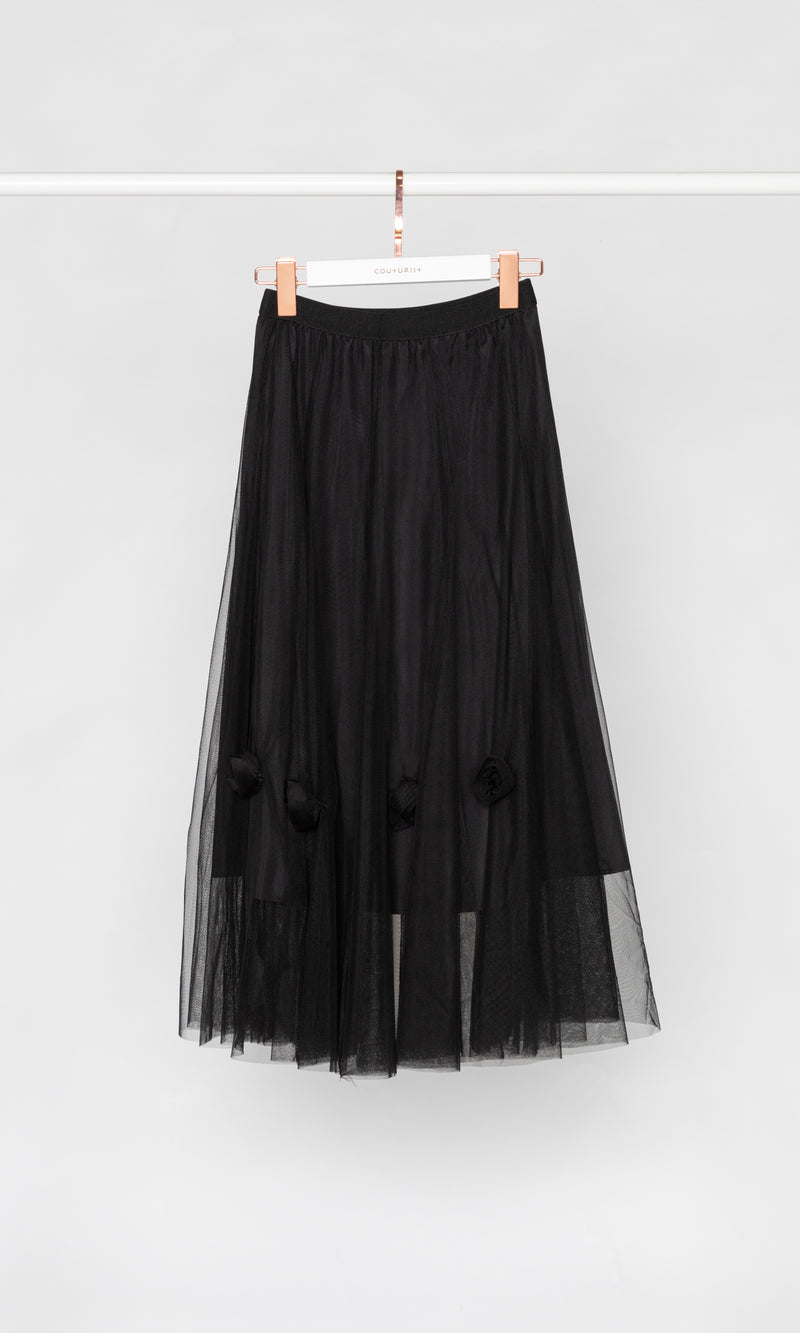 Roses Tulle Midi Skirt