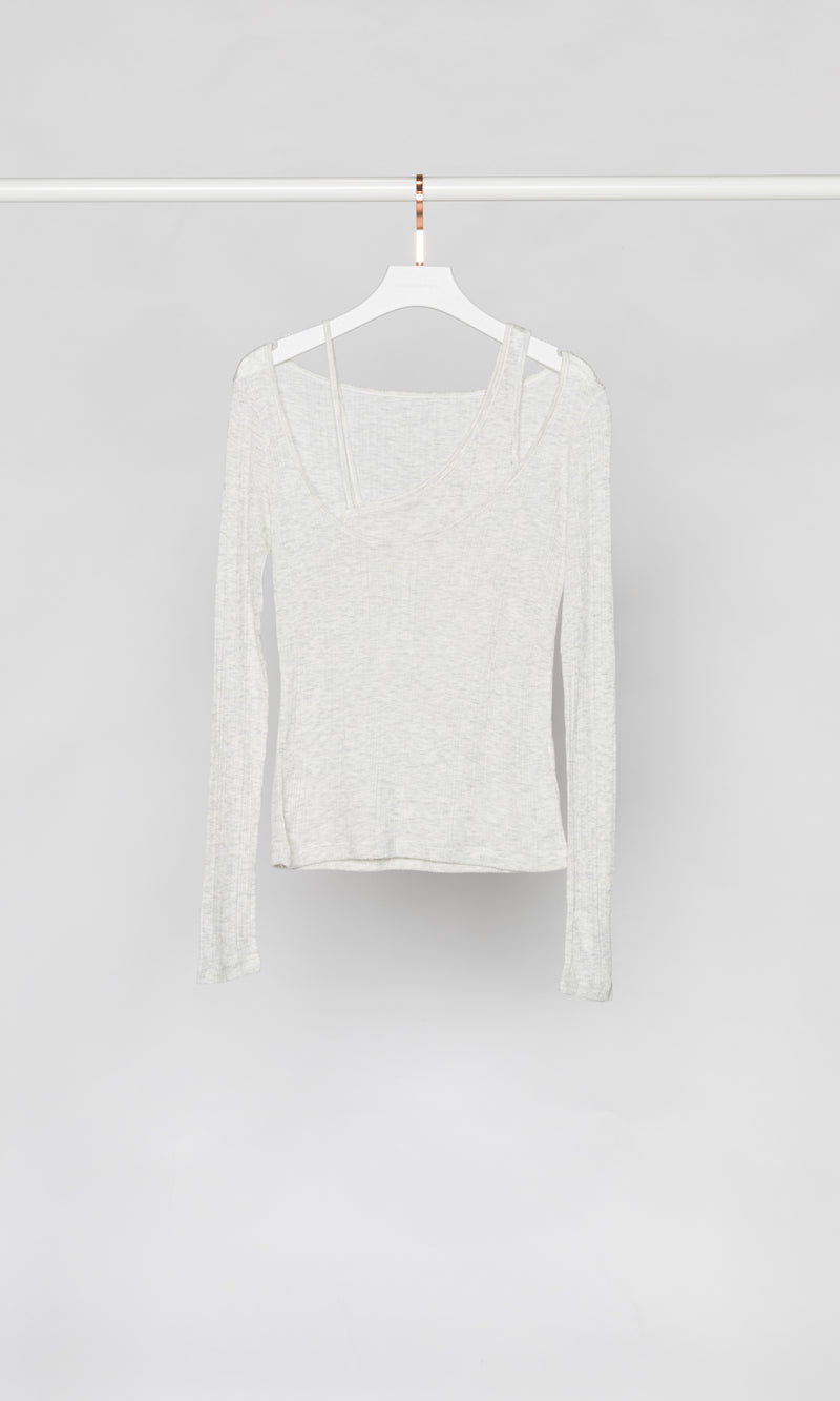 Asymmetrical Tank Neck Long-sleeves T-shirt