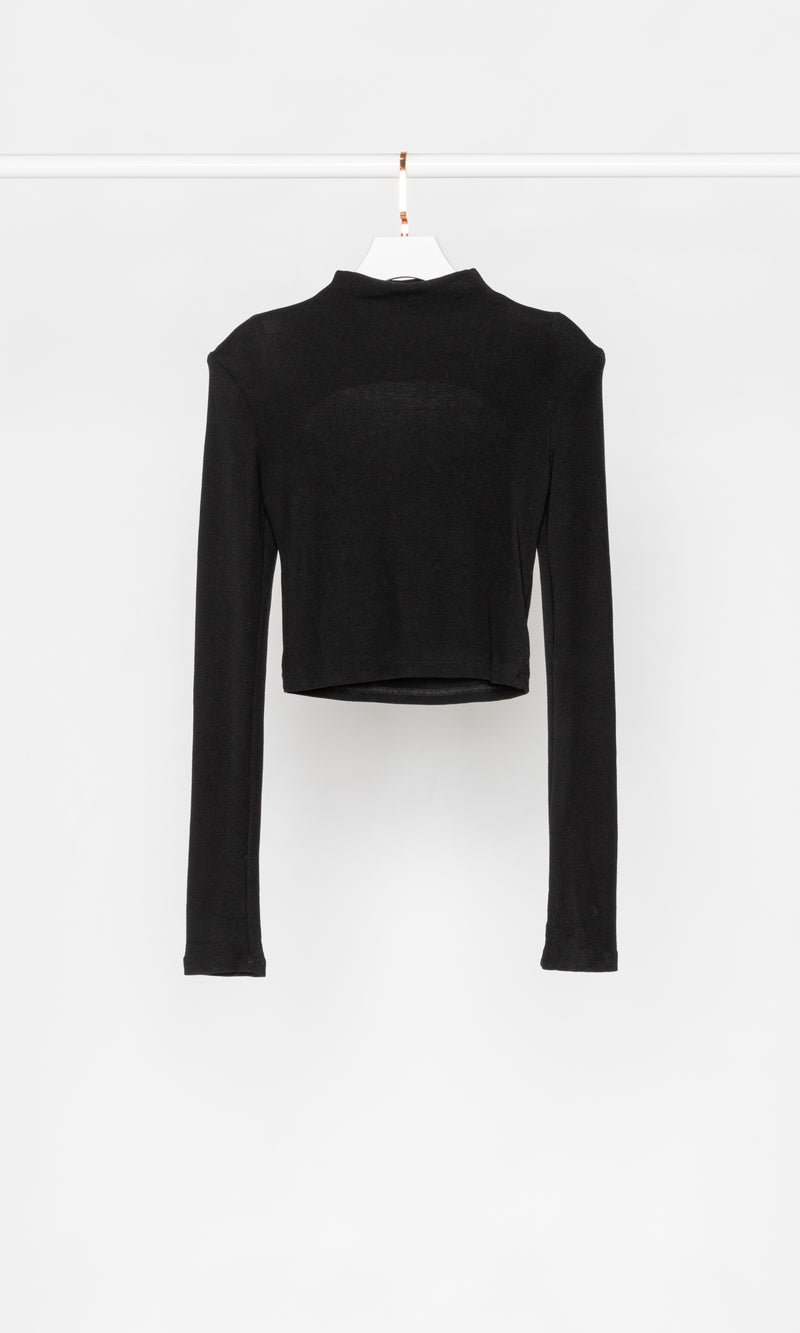 Back Cut-out Long-sleeves High Neck Top