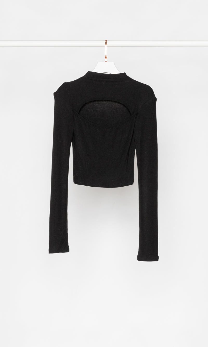 Back Cut-out Long-sleeves High Neck Top