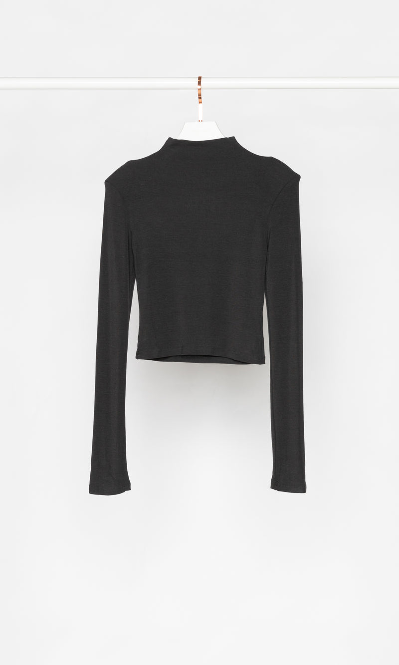 Back Cut-out Long-sleeves High Neck Top