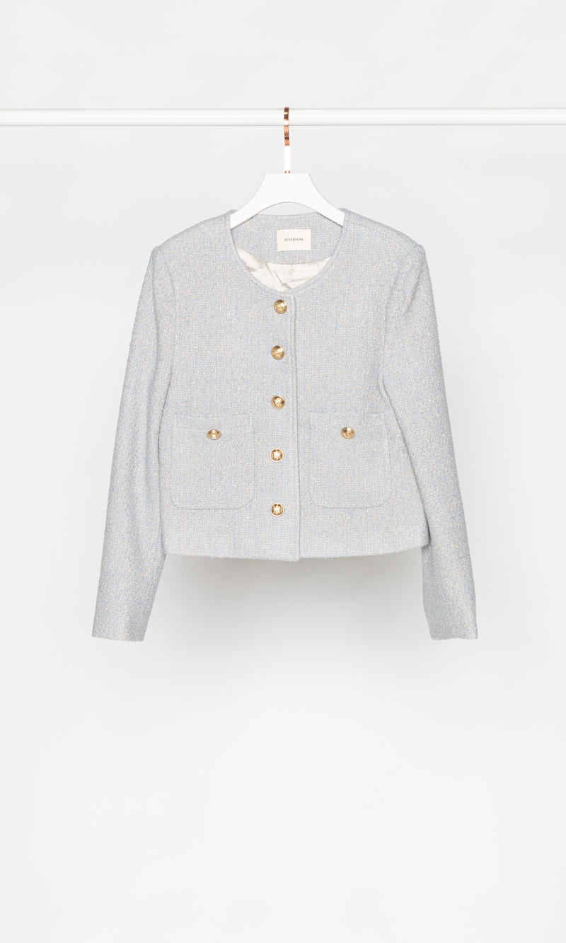 Sparkle Tweed Jacket with Gold Buttons