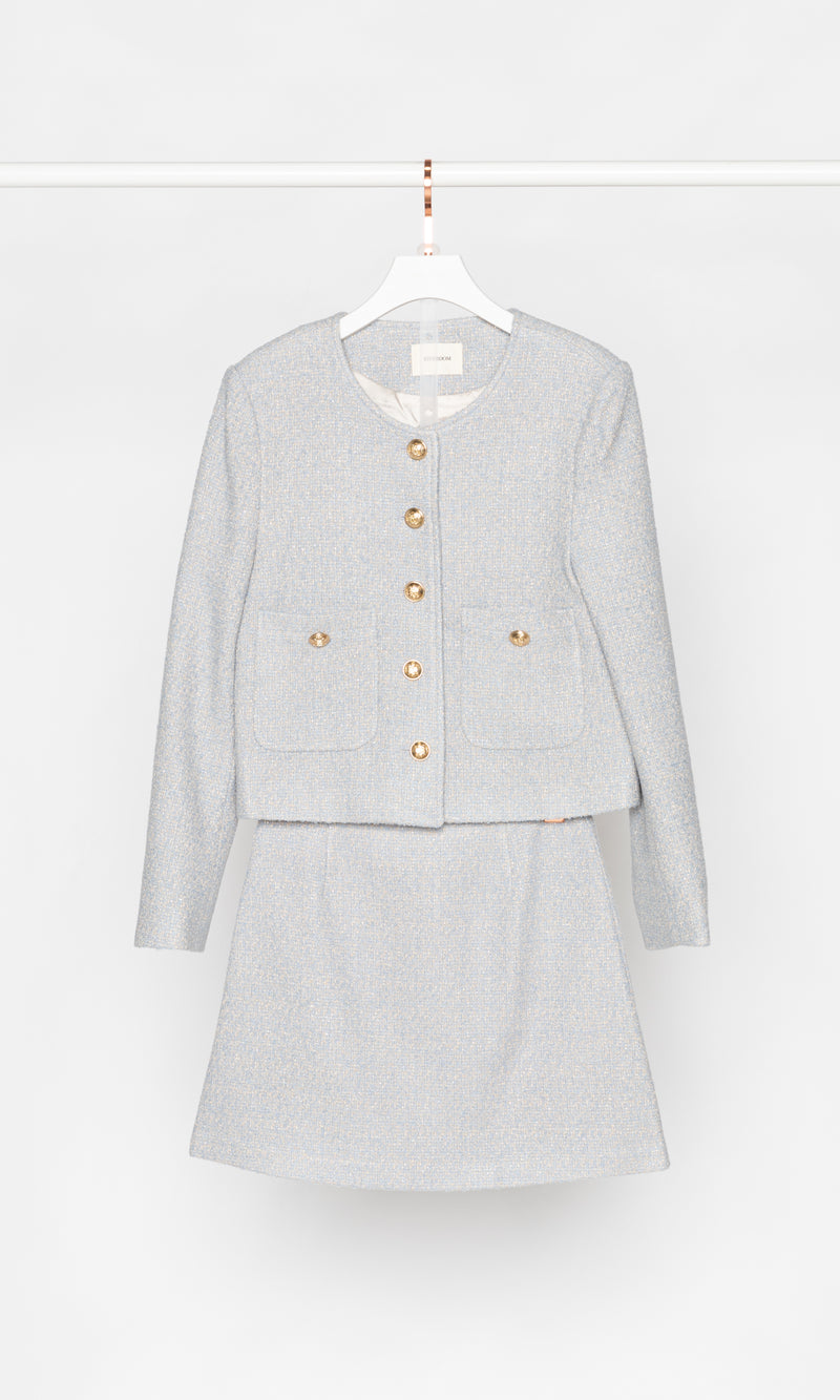 Sparkle Tweed Jacket with Gold Buttons