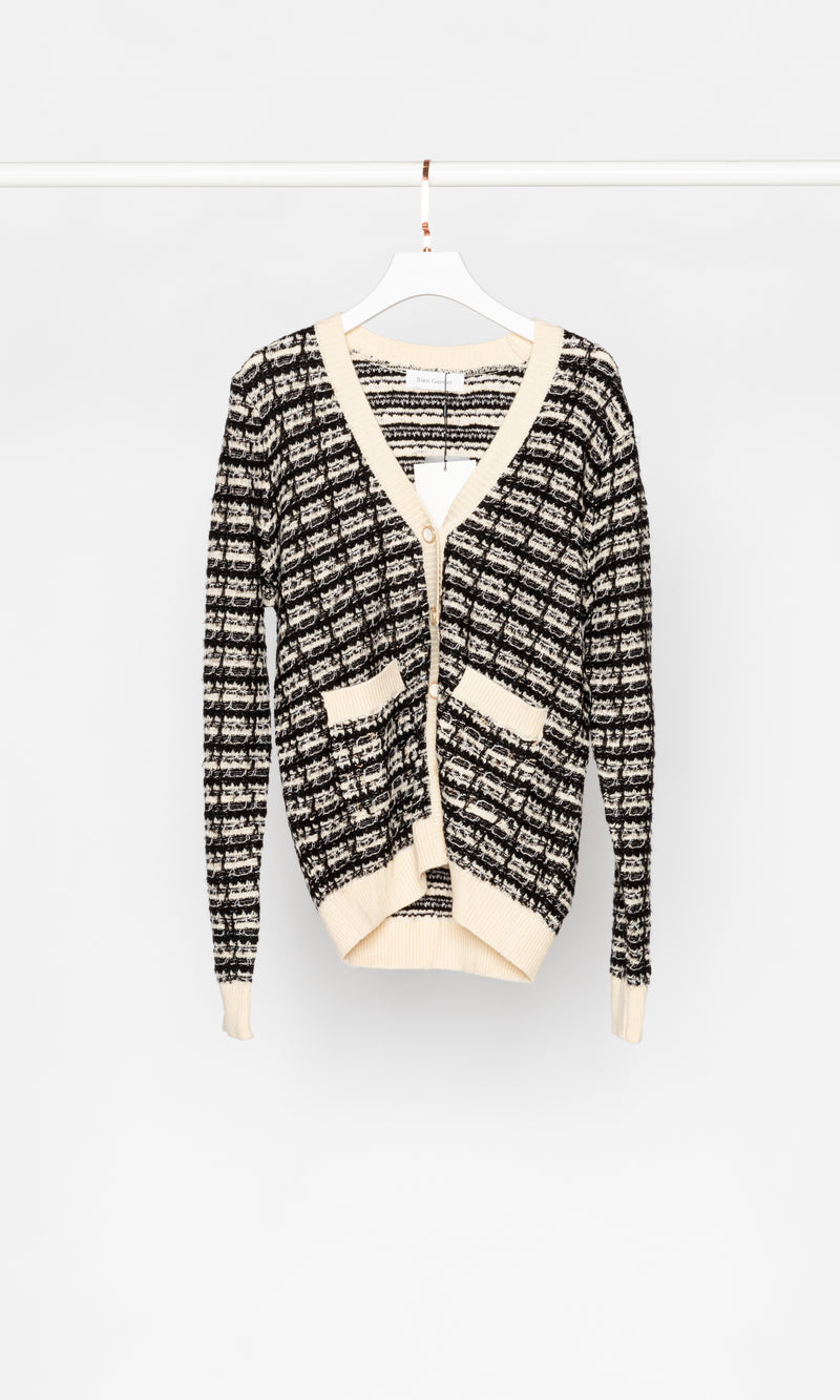 Tweed Checker Knit Cardigan