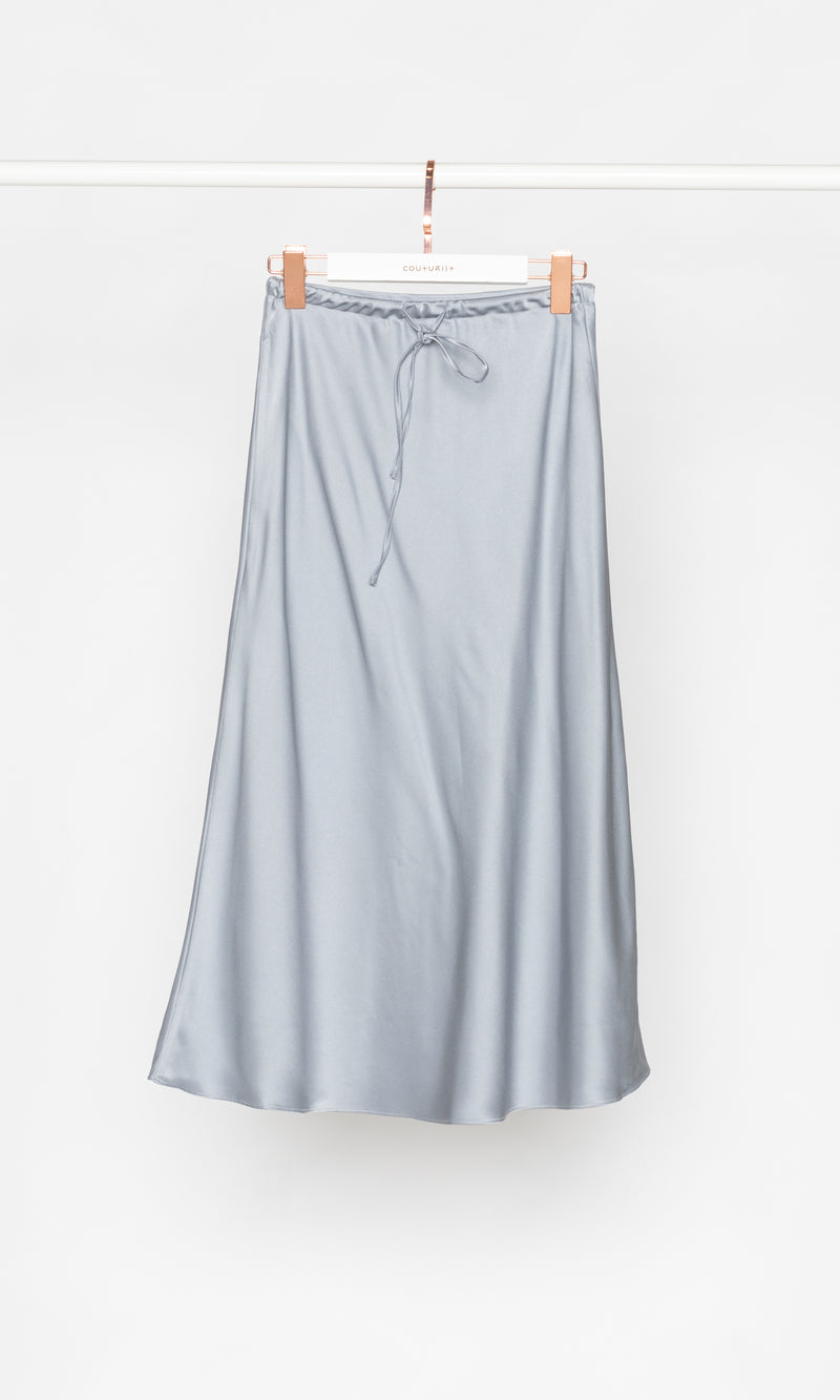 Satin Flare Skirt with Wait Drawsting