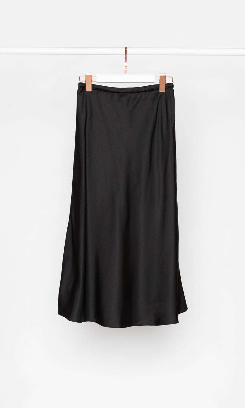 Satin Flare Skirt with Wait Drawsting
