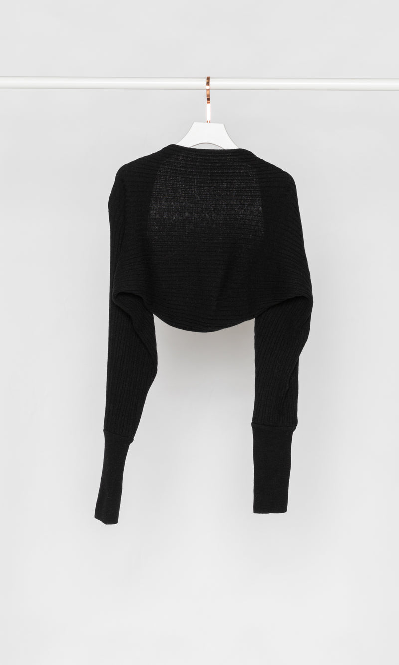 Cashmere Ribbed Super Crop Open Cardigan