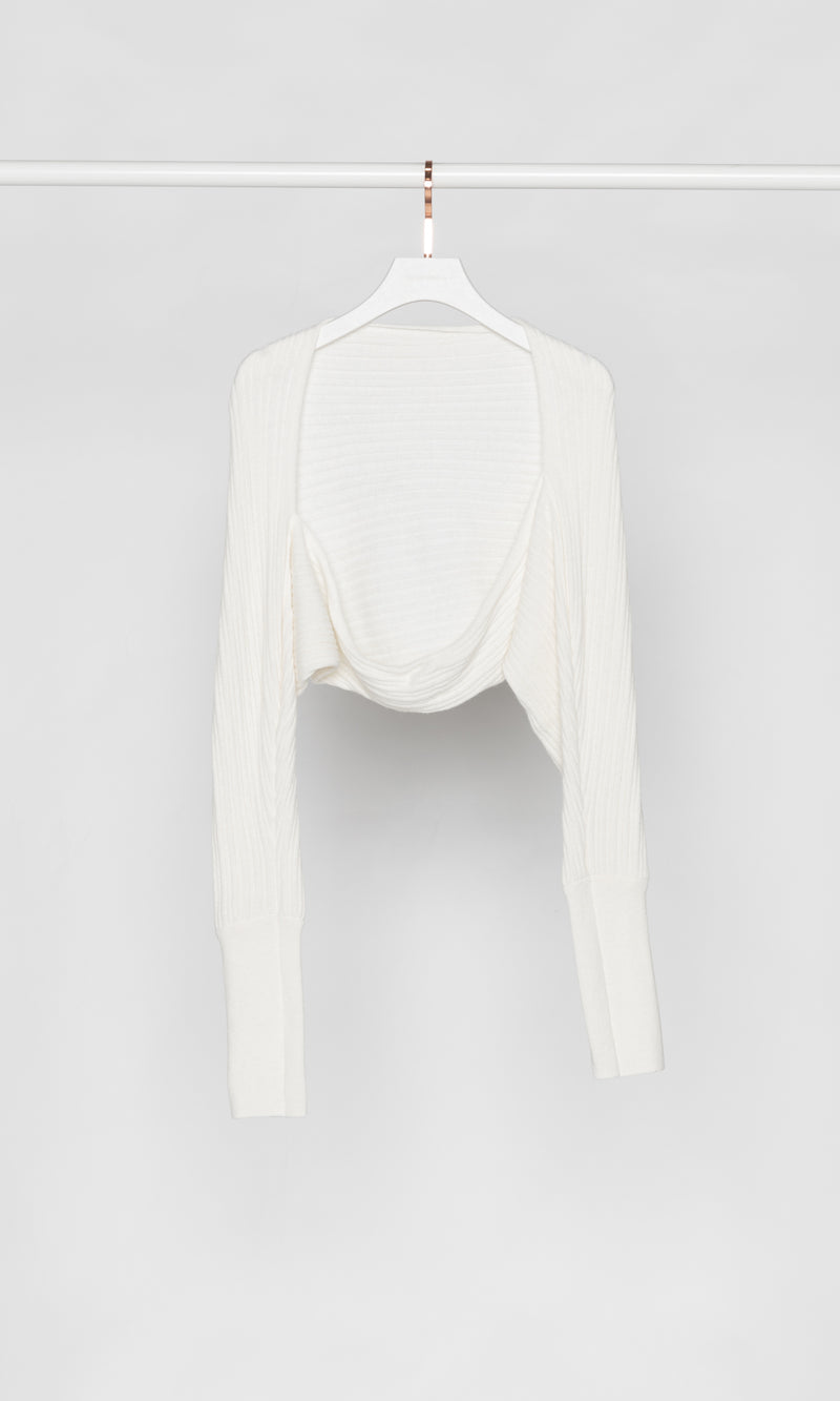 Cashmere Ribbed Super Crop Open Cardigan