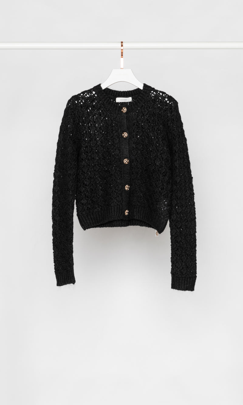 Flower Buttons Knit Cardigan