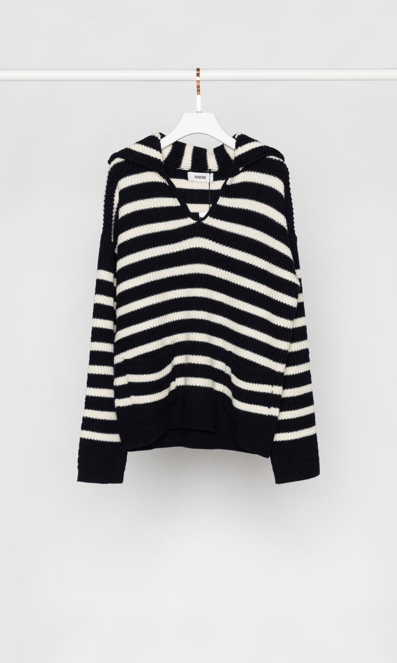 V-neck Stripe Knit Sweater