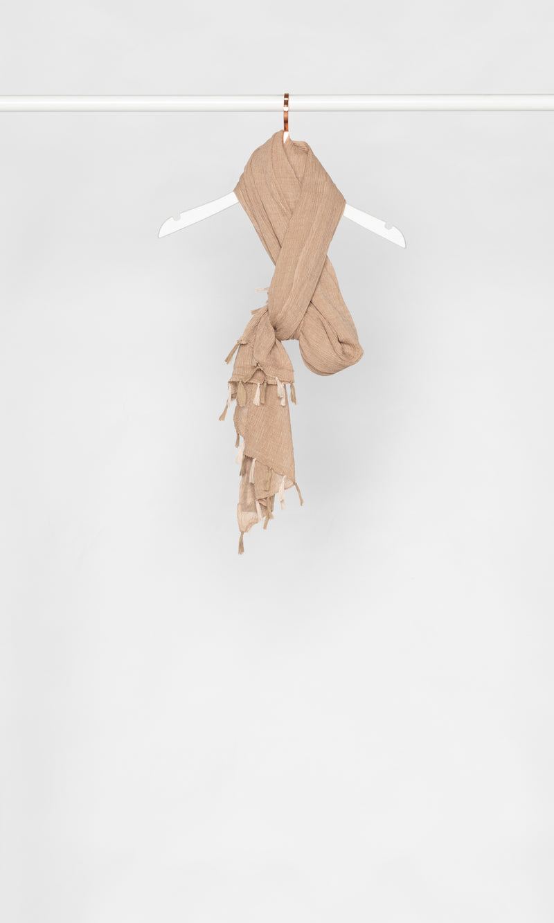 Pleated with Tassel Long Scarf