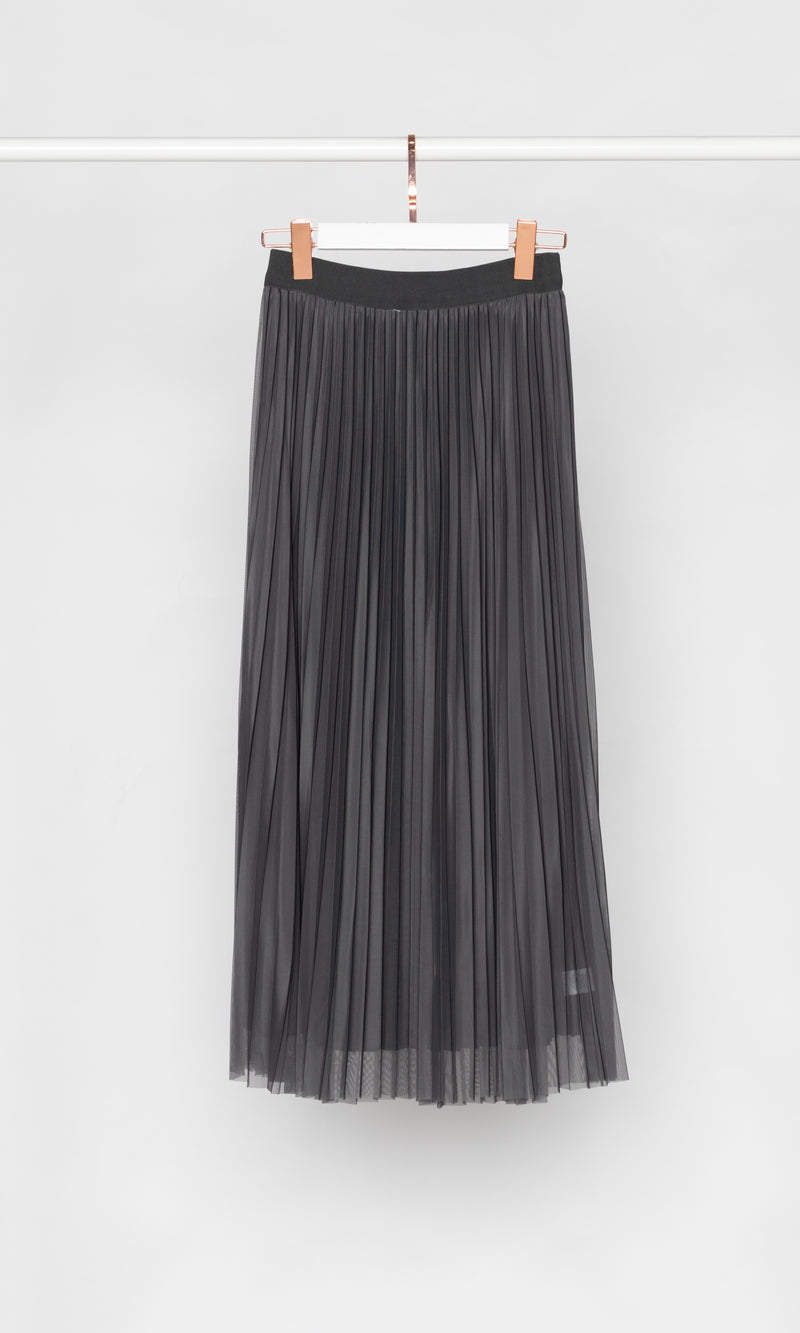 Contrasting Lines Pleated Tulle Skirt