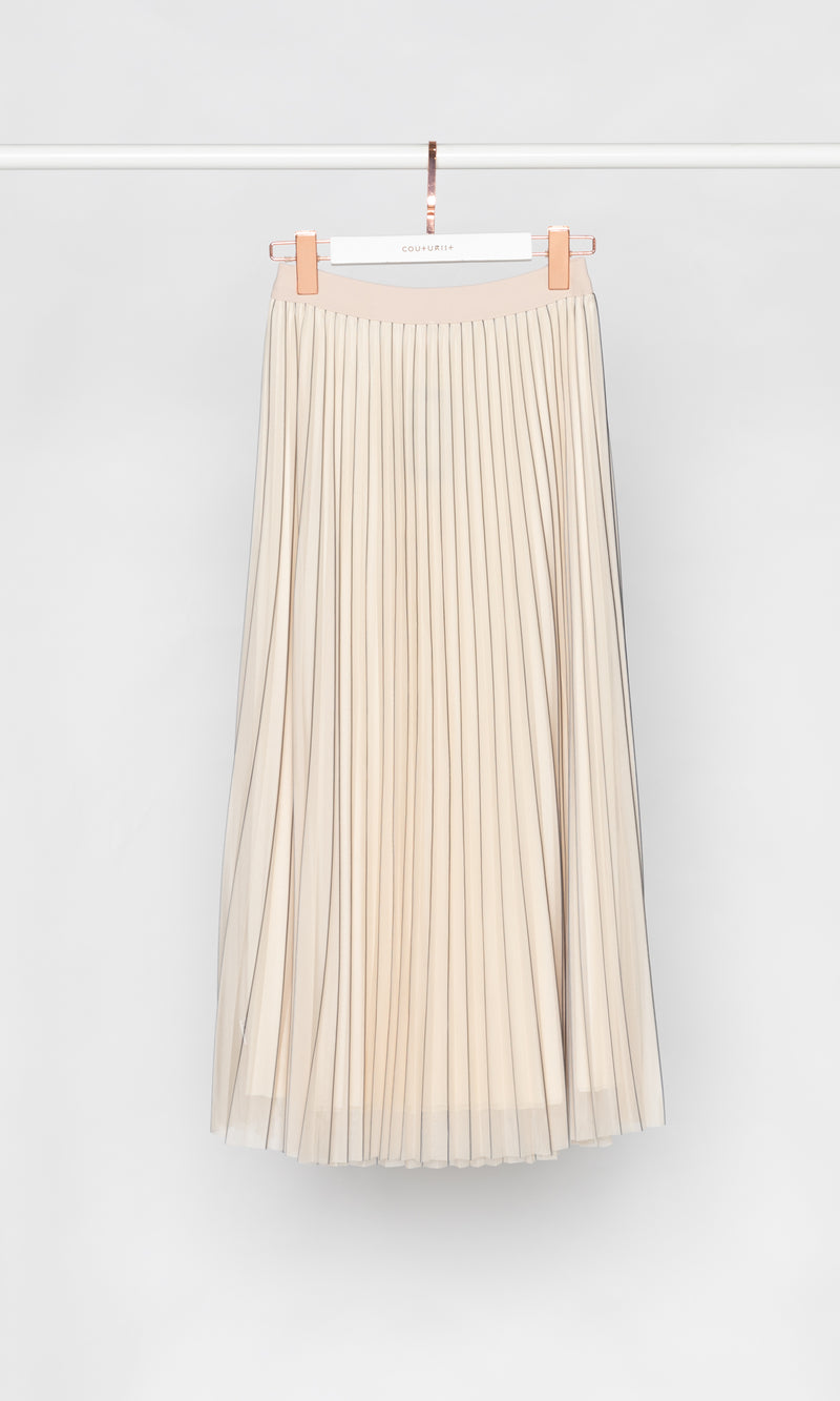 Contrasting Lines Pleated Tulle Skirt