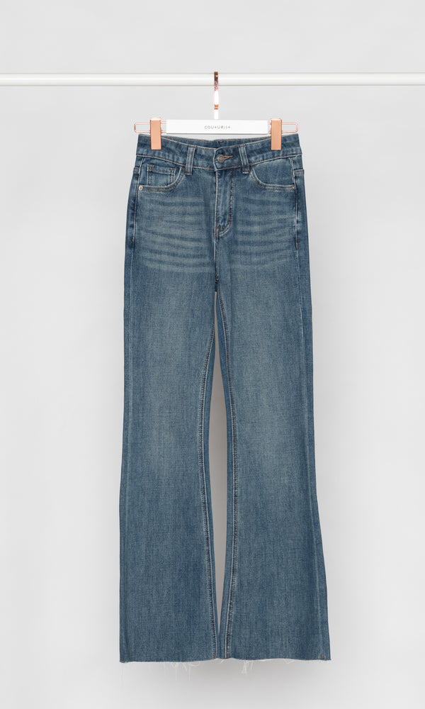 Raw Hem Flare Jeans