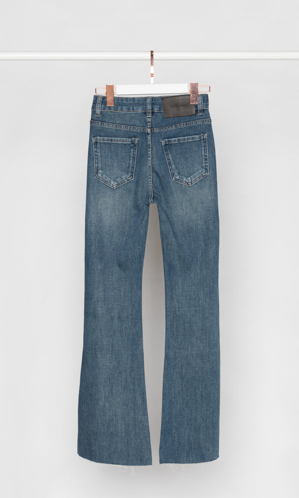 Raw Hem Flare Jeans