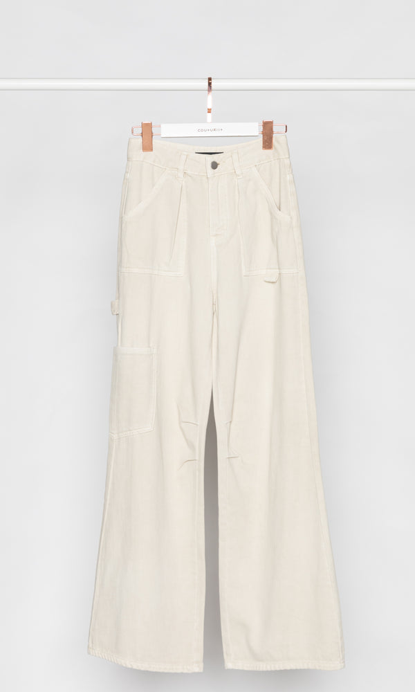 Ivory Soft Cargo Denim Jeans