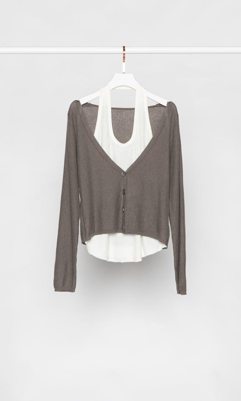 Faux Two-piece Halter Knit Top