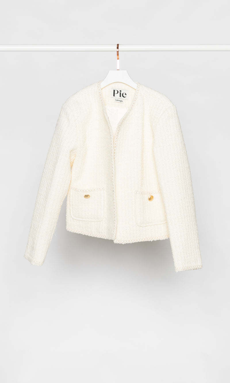 Oversized Gold Chain Edges Tweed Jacket