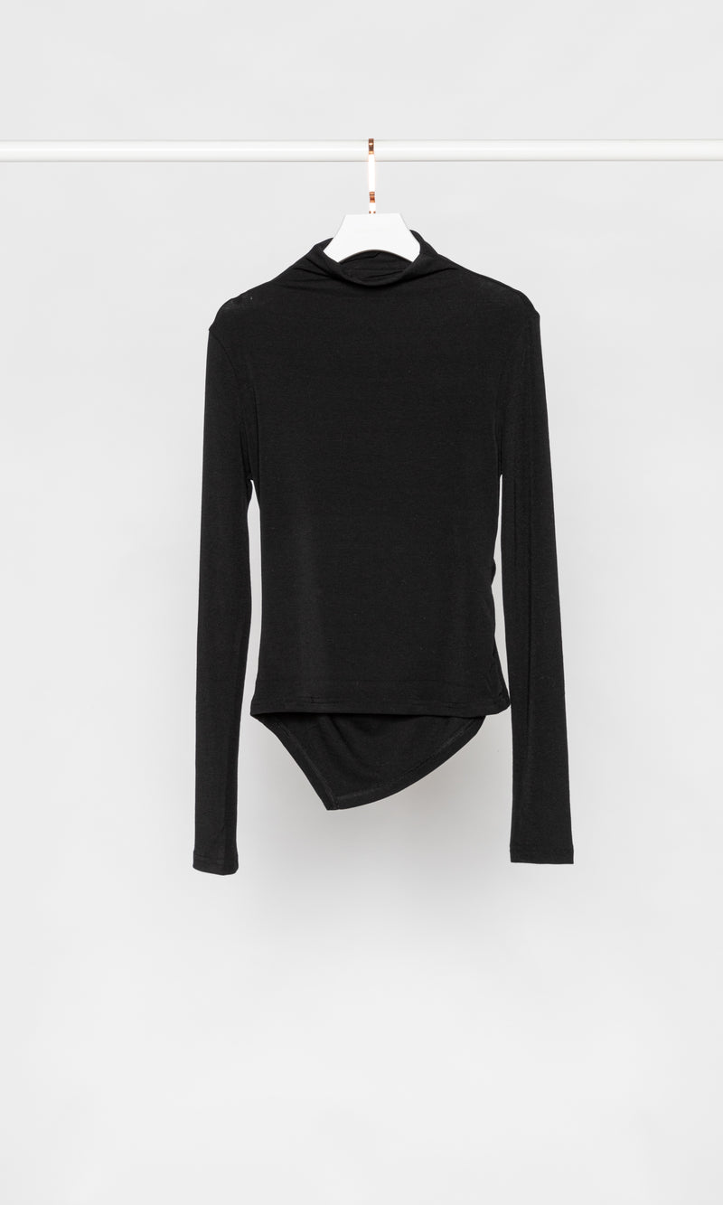 Asymmetrical Bottom High-neck Top