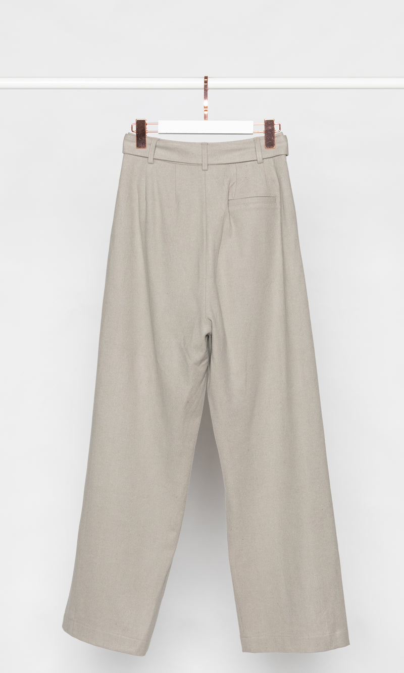 High-waisted Pleated Trousers with Belt