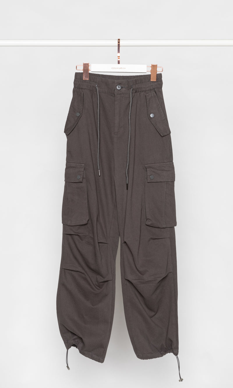 Side Pockets Fleece Cargo Wide Leg Pants