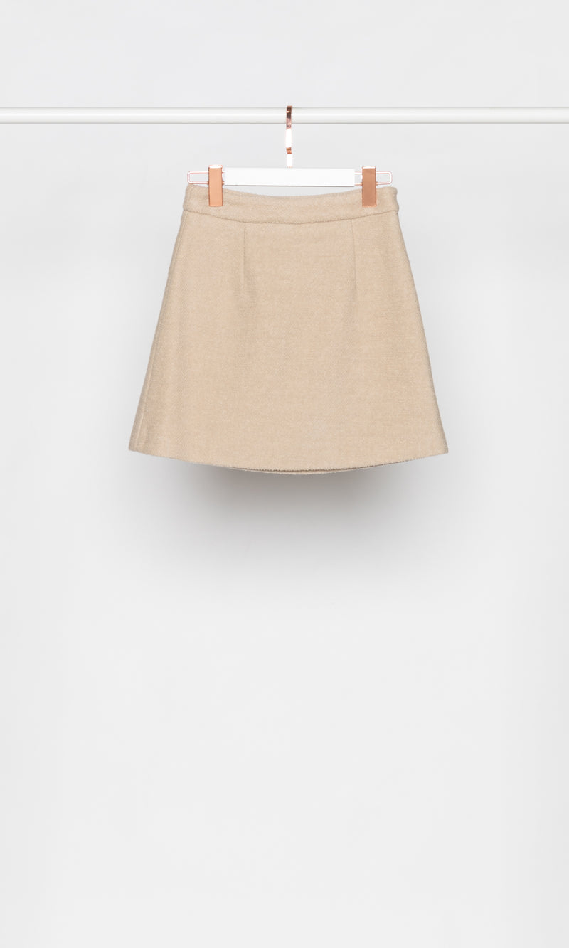 Solid Color Wool Mini Skirt