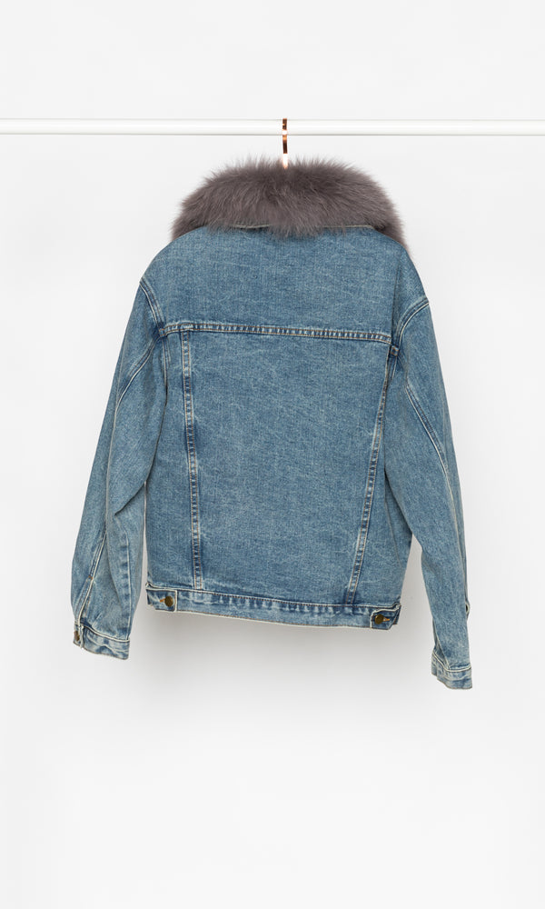 Dark Fur Lining Denim Jacket