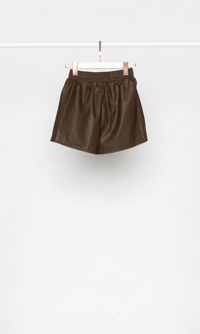 High-waisted Faux Leather Shorts